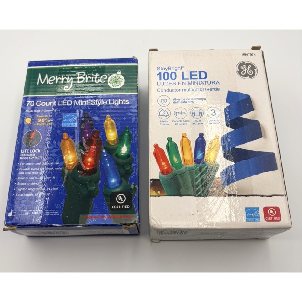 GE Stay Bright 100-Count 24.7-ft Multicolor LED, & 70 MINI LIGHTS MULTI COLOR